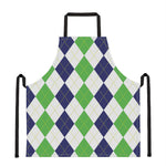 Green White And Navy Argyle Print Apron