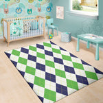 Green White And Navy Argyle Print Area Rug