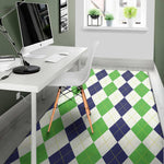 Green White And Navy Argyle Print Area Rug