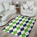 Green White And Navy Argyle Print Area Rug