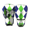 Green White And Navy Argyle Print Boxing Gloves
