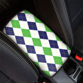 Green White And Navy Argyle Print Car Center Console Cover