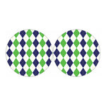Green White And Navy Argyle Print Car Coasters