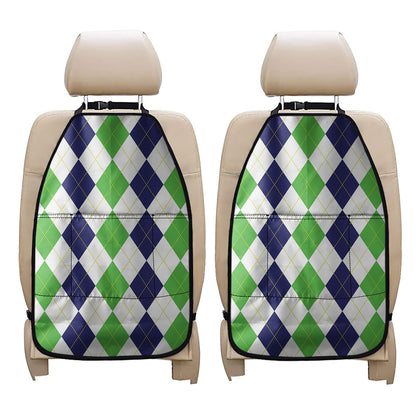 Green White And Navy Argyle Print Car Seat Organizers
