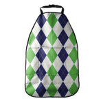 Green White And Navy Argyle Print Car Seat Organizers