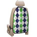 Green White And Navy Argyle Print Car Seat Organizers