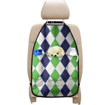 Green White And Navy Argyle Print Car Seat Organizers