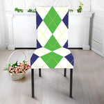 Green White And Navy Argyle Print Dining Chair Slipcover
