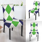 Green White And Navy Argyle Print Dining Chair Slipcover