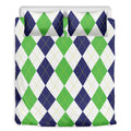 Green White And Navy Argyle Print Duvet Cover Bedding Set