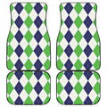 Green White And Navy Argyle Print Front and Back Car Floor Mats