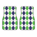 Green White And Navy Argyle Print Front Car Floor Mats