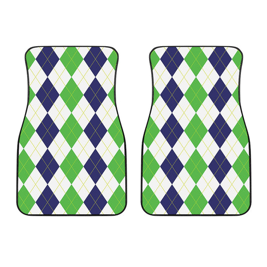 Green White And Navy Argyle Print Front Car Floor Mats