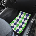 Green White And Navy Argyle Print Front Car Floor Mats