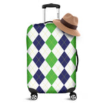 Green White And Navy Argyle Print Luggage Cover