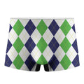 Green White And Navy Argyle Print Men's Boxer Briefs
