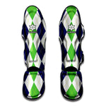 Green White And Navy Argyle Print Muay Thai Shin Guard