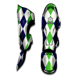 Green White And Navy Argyle Print Muay Thai Shin Guard