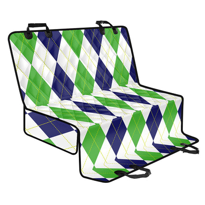 Green White And Navy Argyle Print Pet Car Back Seat Cover