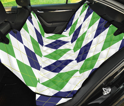 Green White And Navy Argyle Print Pet Car Back Seat Cover