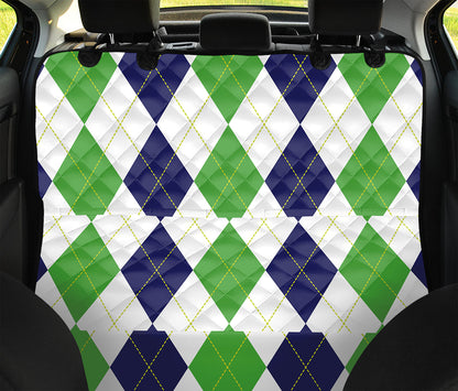 Green White And Navy Argyle Print Pet Car Back Seat Cover