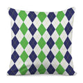 Green White And Navy Argyle Print Pillow Cover