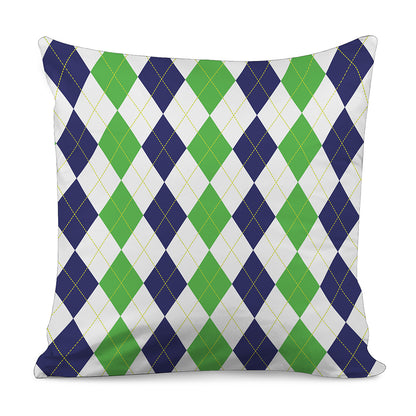 Green White And Navy Argyle Print Pillow Cover