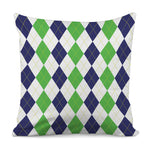 Green White And Navy Argyle Print Pillow Cover