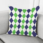 Green White And Navy Argyle Print Pillow Cover