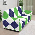 Green White And Navy Argyle Print Sofa Cover