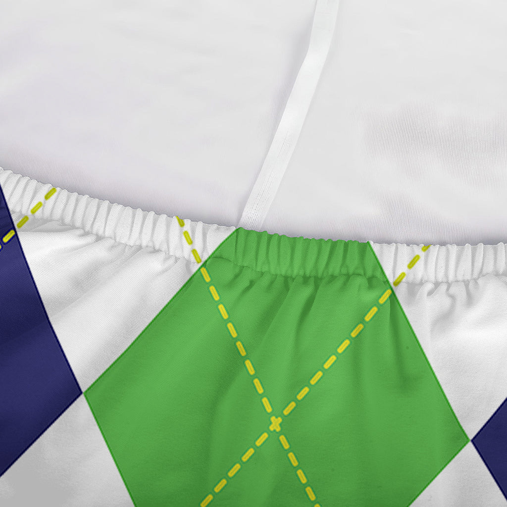 Green White And Navy Argyle Print Sofa Cover