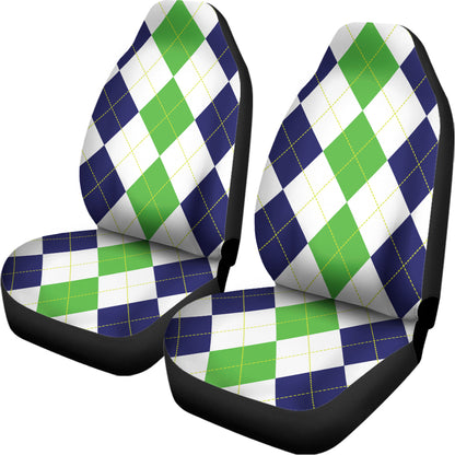 Green White And Navy Argyle Print Universal Fit Car Seat Covers
