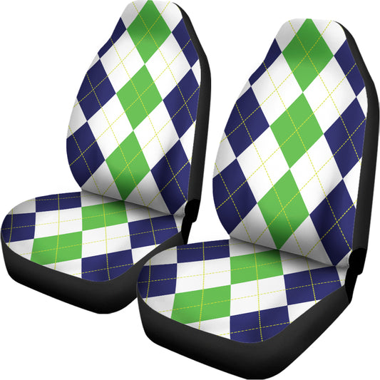 Green White And Navy Argyle Print Universal Fit Car Seat Covers