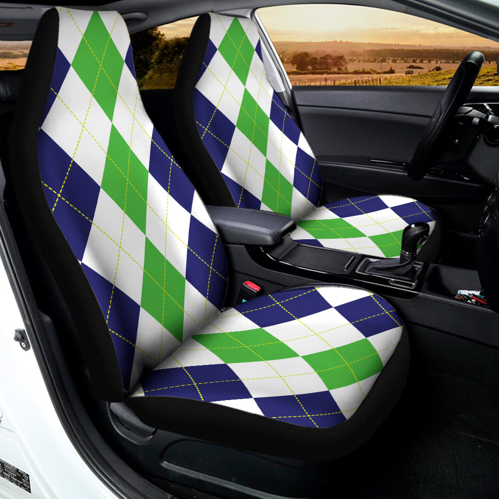Green White And Navy Argyle Print Universal Fit Car Seat Covers