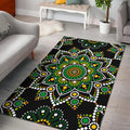 Green White Dot Mandala Print Floor Mat