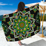 Green White Dot Mandala Print Beach Sarong Wrap