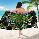 Green White Dot Mandala Print Beach Sarong Wrap