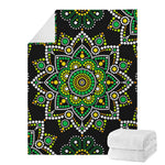 Green White Dot Mandala Print Blanket