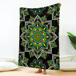 Green White Dot Mandala Print Blanket