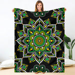 Green White Dot Mandala Print Blanket