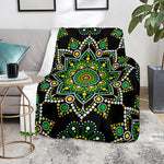 Green White Dot Mandala Print Blanket