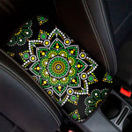 Green White Dot Mandala Print Car Center Console Cover