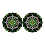 Green White Dot Mandala Print Car Coasters
