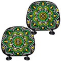 Green White Dot Mandala Print Car Headrest Covers