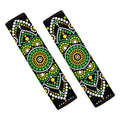 Green White Dot Mandala Print Car Seat Belt Covers
