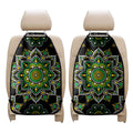 Green White Dot Mandala Print Car Seat Organizers
