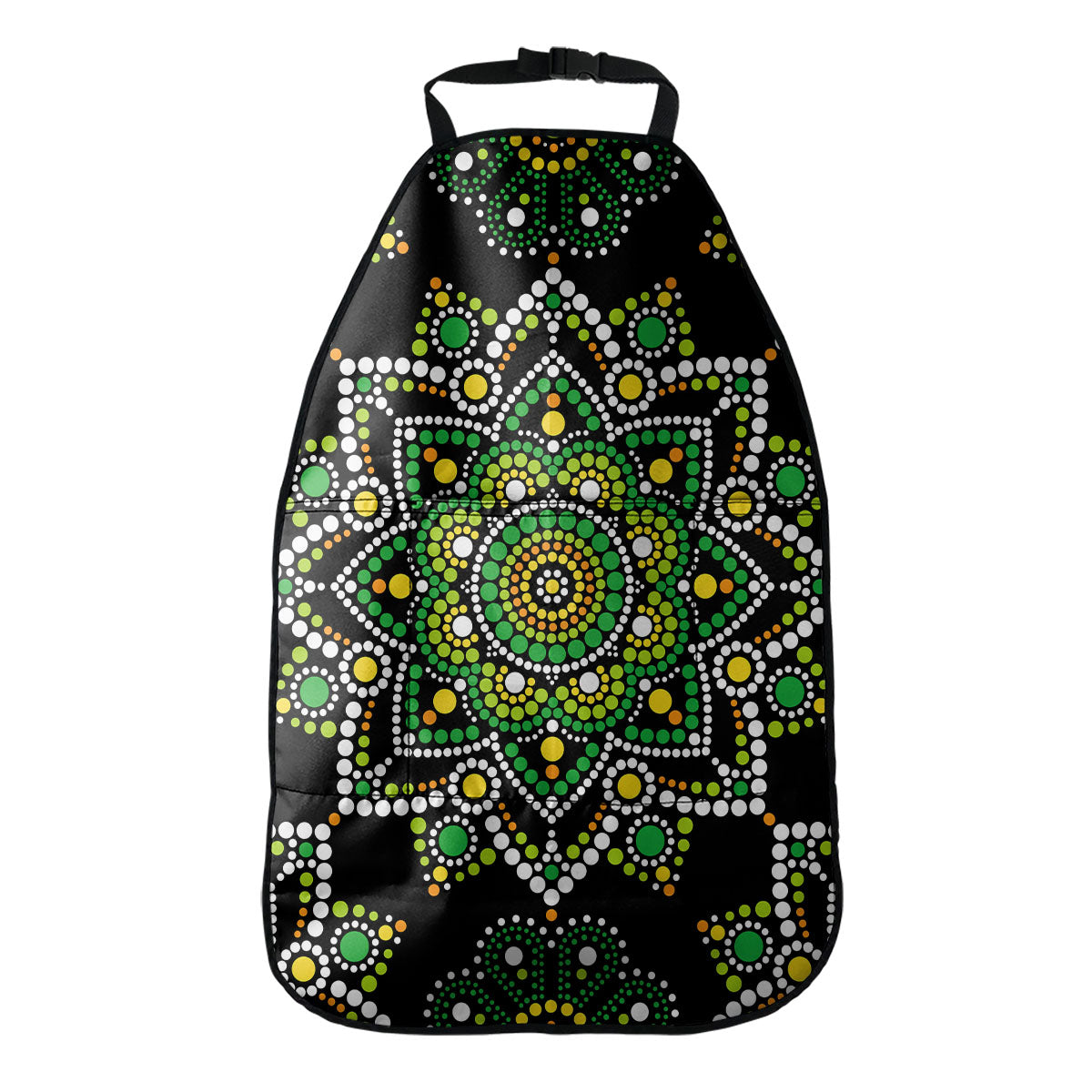 Green White Dot Mandala Print Car Seat Organizers