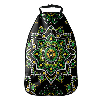 Green White Dot Mandala Print Car Seat Organizers