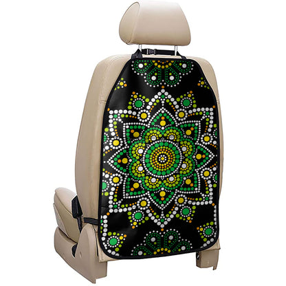 Green White Dot Mandala Print Car Seat Organizers