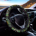 Green White Dot Mandala Print Car Steering Wheel Cover